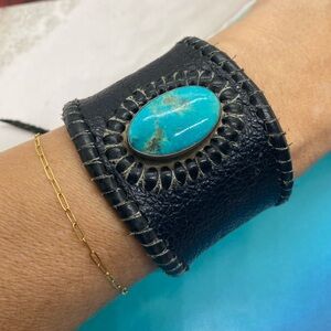 Leather and turquoise bracelet